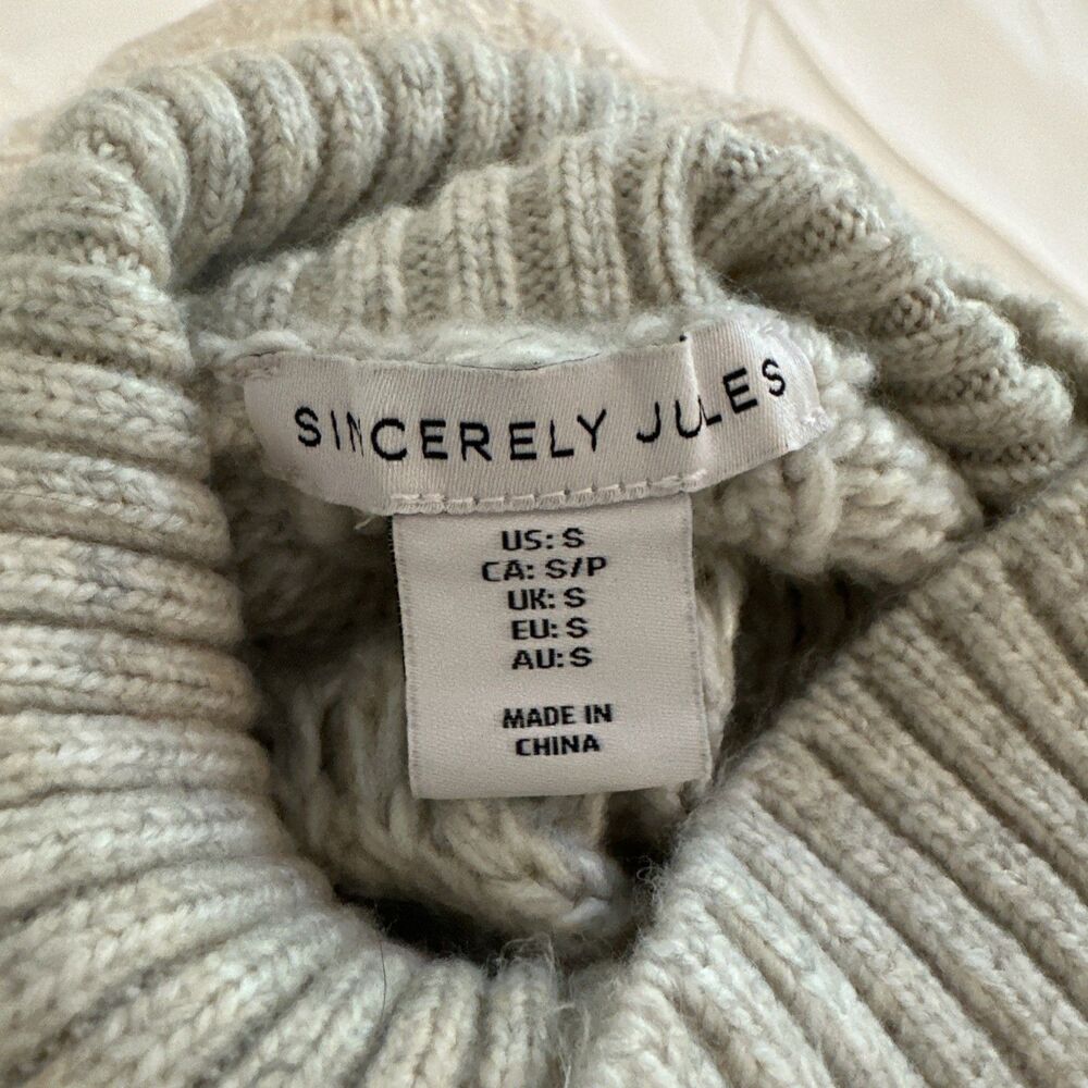 Women’s Sincerely Jules Cableknit Sleeveless Turtleneck Sweater Beige Small - Picture 3 of 6